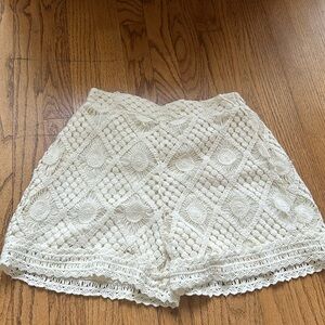Zara Cream Crochet Kids Shorts